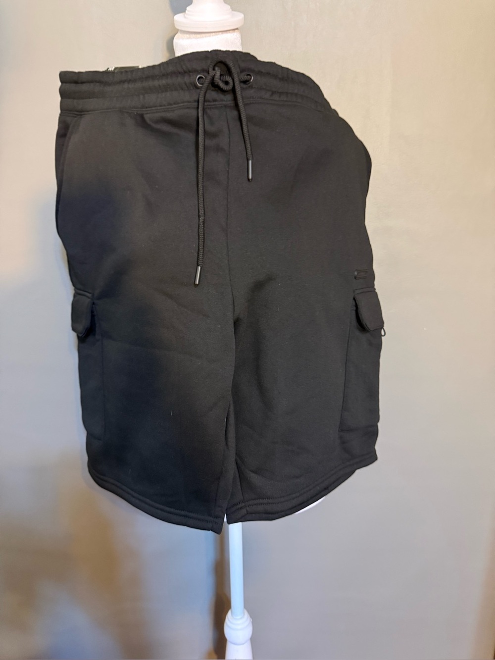 Men's Athletex Black Cargo Drawstring Shorts Sz 2X